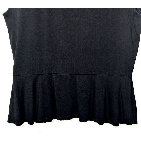 Vince Camuto Womens Shirt Cap Sleeve Peplum Hem Pullover Stretch Top Black Small - Picture 4 of 9